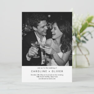 Minimalist Modern Black Typography Photo Wedding Invitation