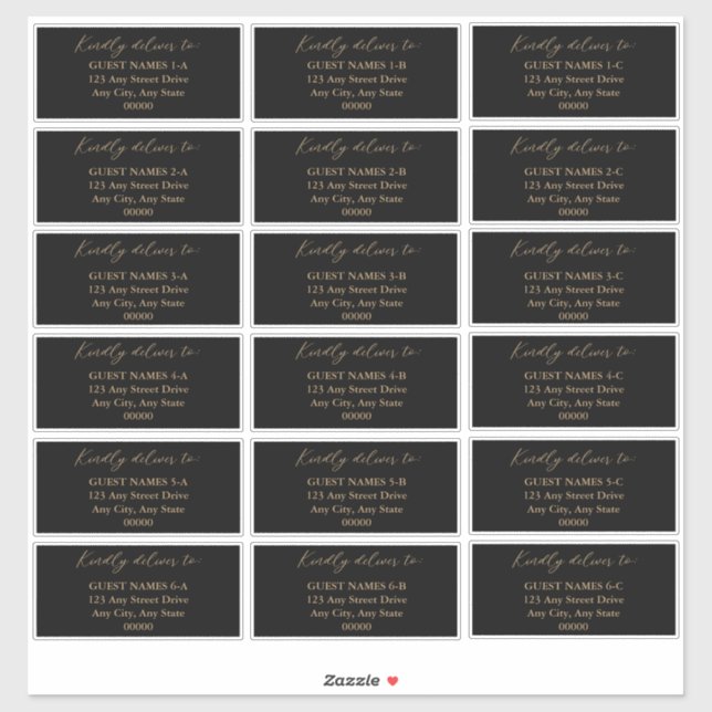 Minimalist Modern Black Wedding Guest Address   (Sheet)