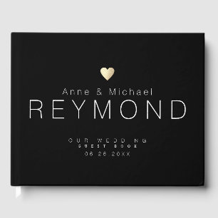 Minimalist modern black wedding guest book