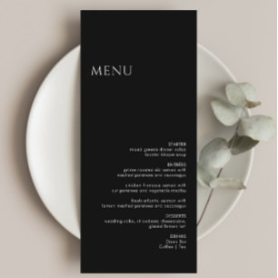 Minimalist Modern Black Wedding Menu