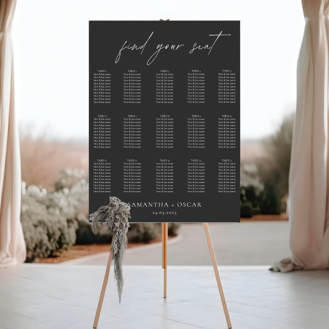 Minimalist Modern Black Wedding Seating Chart (Creator Uploaded)