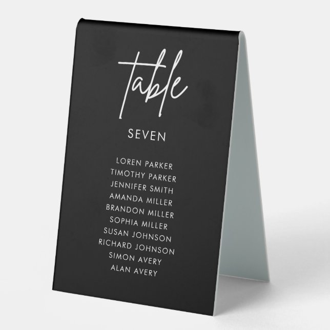 Minimalist Modern Black Wedding Table Numbers (Front)