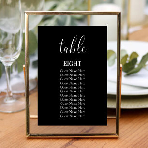 Minimalist Modern Black Wedding Table Numbers Card
