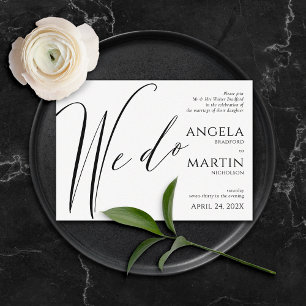 Minimalist Modern Black Wedding We Do Invitation