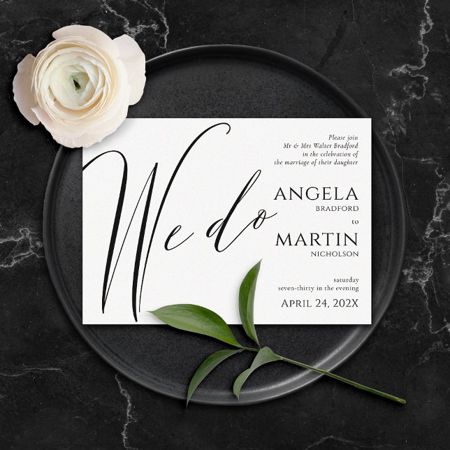 Minimalist Modern Black Wedding We Do Invitation (Creator Uploaded)