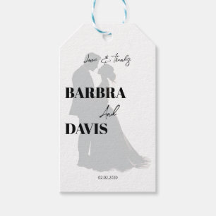 Minimalist Modern Black & White Couple Silhouette Gift Tags
