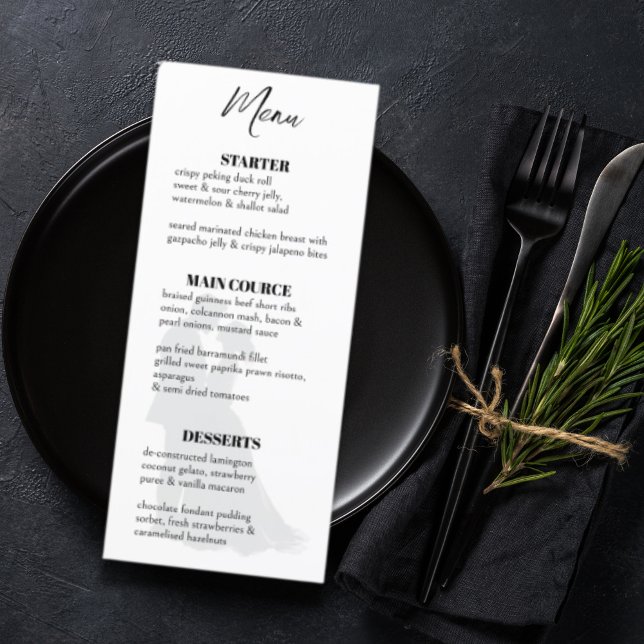 Minimalist Modern Black & White Couple Silhouette  Menu (Creator Uploaded)