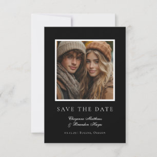 Minimalist Modern Black White Elegant Photo Save The Date
