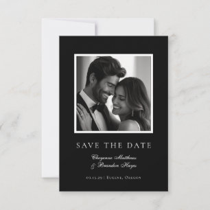 Minimalist Modern Black White Elegant Photo Save The Date