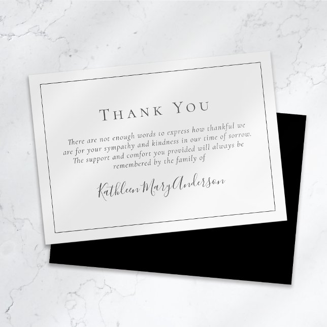 Minimalist Modern | Black White Funeral Sympathy Thank You Card (Creator Uploaded)