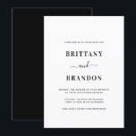 Minimalist Modern Black White Live Stream Wedding Invitation<br><div class="desc">Designer Minimalist Modern Black and White Live Stream Wedding Invitation by Simon & Grace. Personalise with Bride and Groom's name and wedding details. Shown black text on white with a solid black back. All text, fonts, and colours may be customised by you using the tools provided within in Zazzle's customisation...</div>