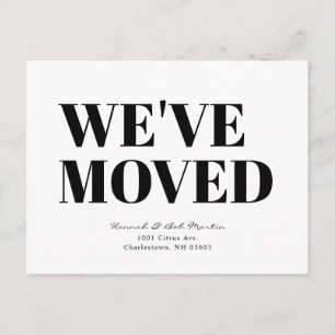 Minimalist Modern Black & White Moving Announcement Postcard