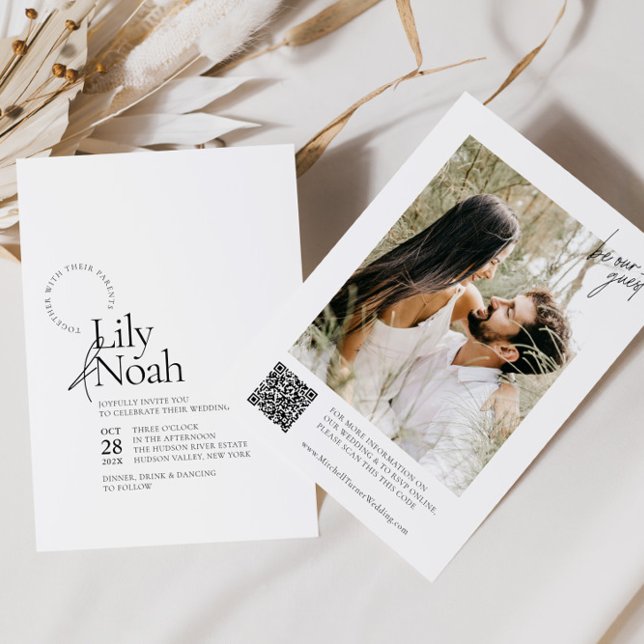 Minimalist Modern Black & White Photo Wedding Invitation (Creator Uploaded)