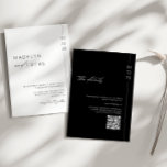 Minimalist Modern Black | White QR Code Wedding In Invitation<br><div class="desc">Minimal & modern and classy black and white wedding QR code invitation with clean lines,  elegant typography and wedding date on front and on the back of the invitation.</div>