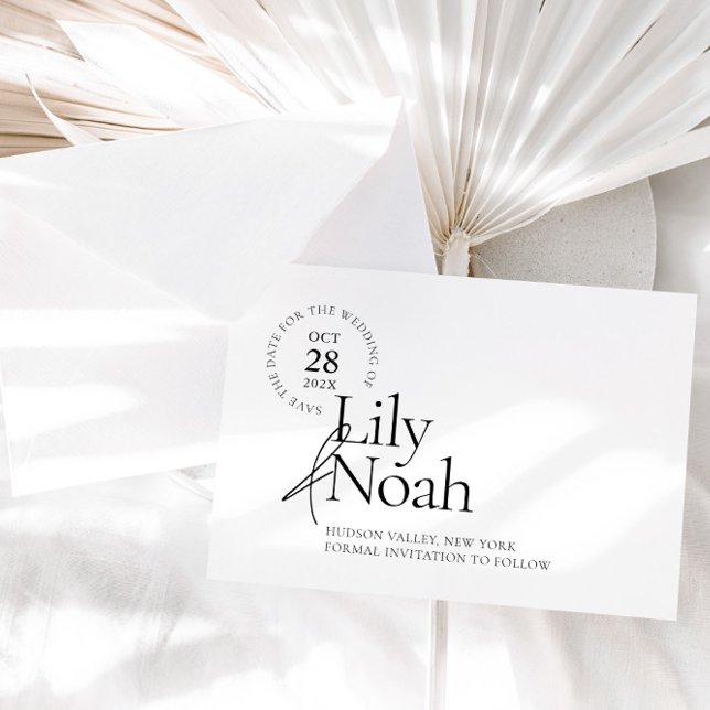 Minimalist Modern Black & White Save the Date Card (Creator Uploaded)