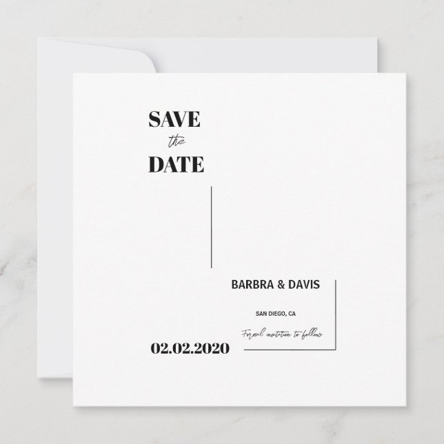 Minimalist Modern Black & White Scan to RSVP Card (Front)