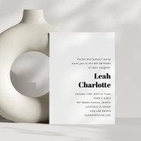 Minimalist Modern Black White Simple Bat Mitzvah