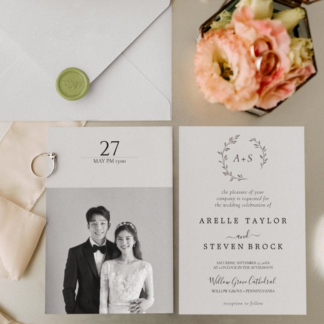 Minimalist Modern Black & White Simple Wedding Invitation (Creator Uploaded)