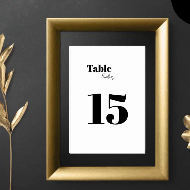 Minimalist Modern Black & White  Table Number (Creator Uploaded)