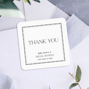 Minimalist Modern Black & White Thank You Square Sticker