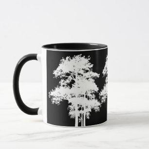 Minimalist modern black white tree silhouette mug