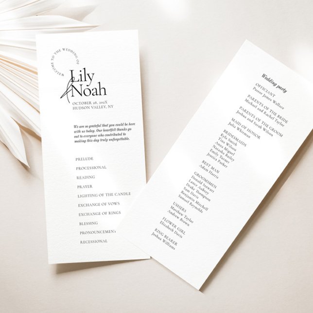 Minimalist Modern Black & White Wedding Program (Creator Uploaded)