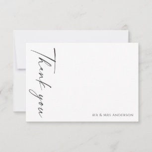 Minimalist Modern Black White Wedding Thank You Card
