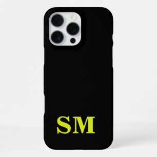 Minimalist Modern Black Yellow Initial Monogram iPhone 16 Pro Max Case