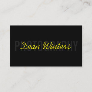 Minimalist Modern Black Yellow Photographer Business Card