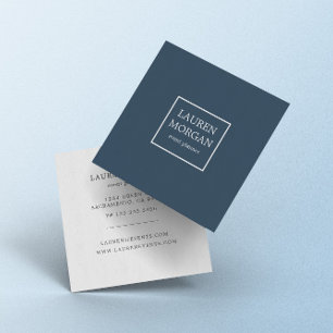 Minimalist Modern Blue And White Square Business Card
