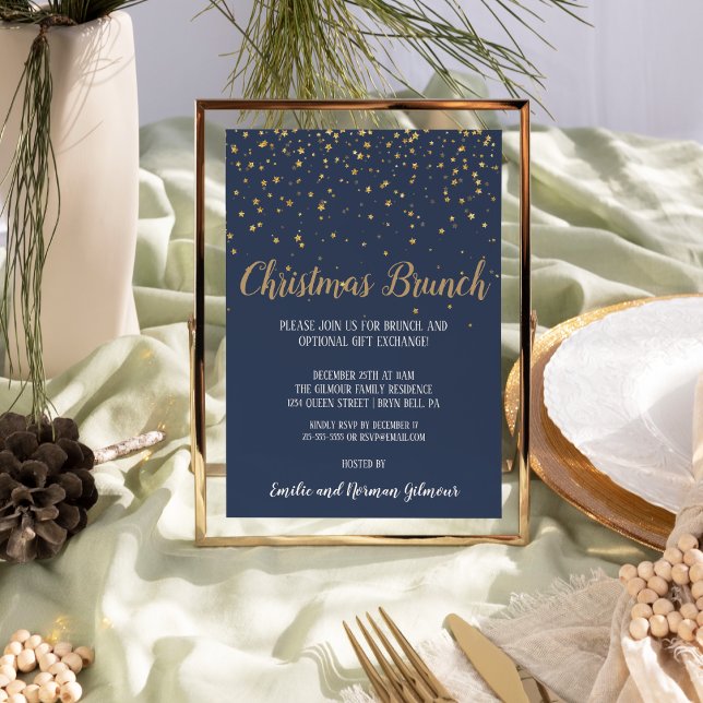Minimalist Modern|Blue Christmas Brunch Gold  (Creator Uploaded)