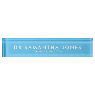 Minimalist Modern Blue Desk Name Plate Nameplate