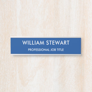 Minimalist Modern Blue Employee Staff Door Sign