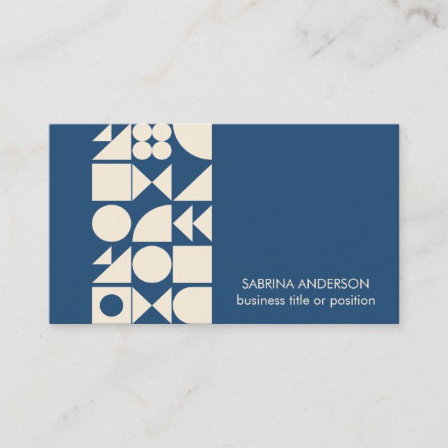 Minimalist Modern Blue Geometric Shapes  Business Card (Front)