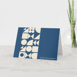 Minimalist Modern Blue Geometric Shapes Custom Card