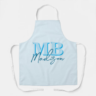 Minimalist Modern Blue Initial Monogram Apron