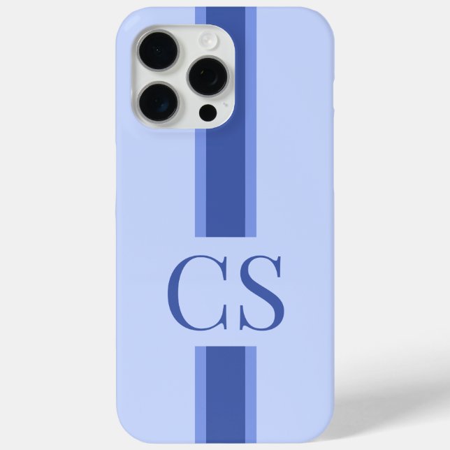 Minimalist Modern Blue Initial Monogram Case-Mate iPhone Case (Back)