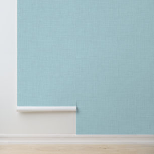 Minimalist Modern Blue Linen Effect Wallpaper