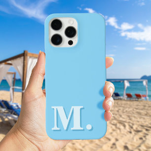 Minimalist Modern Blue Monogram Initial iPhone 16 Pro Max Case