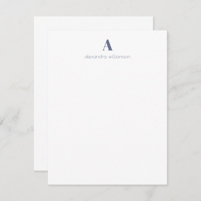 Minimalist Modern Blue Personalised Stationery Card (Front/Back)