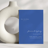 Minimalist Modern Blue Script Save The Date