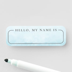 Minimalist Modern Blue Summer Party Blank Name Tag