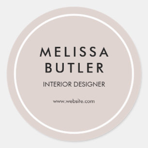Minimalist Modern Blush Beige Classic Round Sticker