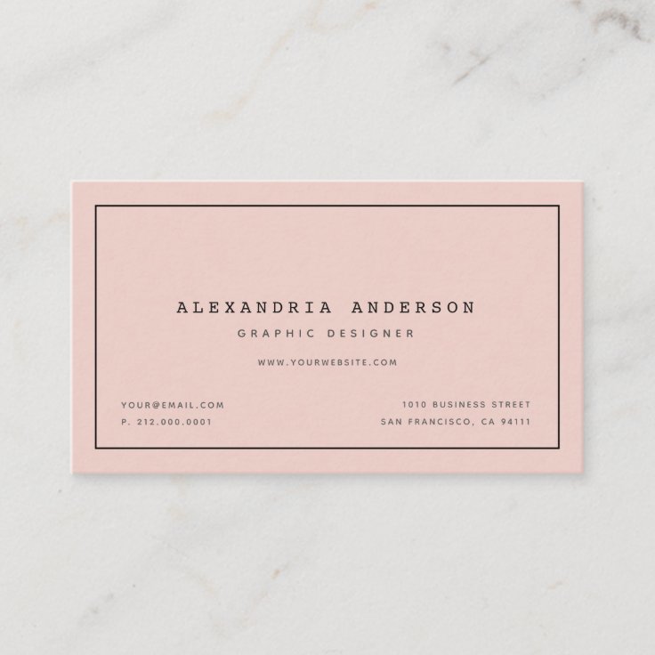 Minimalist Modern Blush Pink Business Card Zazzle