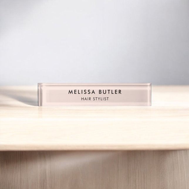 Minimalist Modern Blush Pink Desk Name Plate (Creator Uploaded)