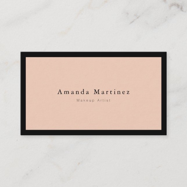 Minimalist Modern Blush Pink x Black Business Card (Front)