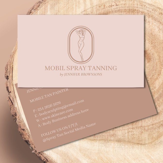 Minimalist Modern Blush Spray Tan Body Skincare Business Card (Creator Uploaded)