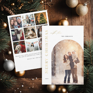 Minimalist Modern Boho Arch Photo Christmas Family Holiday Card
