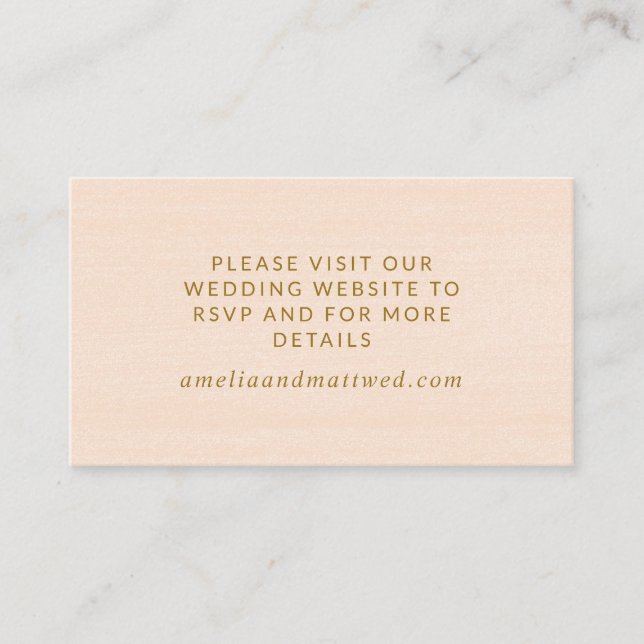 Minimalist Modern Boho Peach Gold Wedding Website Enclosure Card (Front)