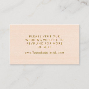 Minimalist Modern Boho Peach Gold Wedding Website Enclosure Card